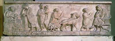 Sarcophagus of Cornelius Statius Depicting Scenes from the Life of a Child by Roman
